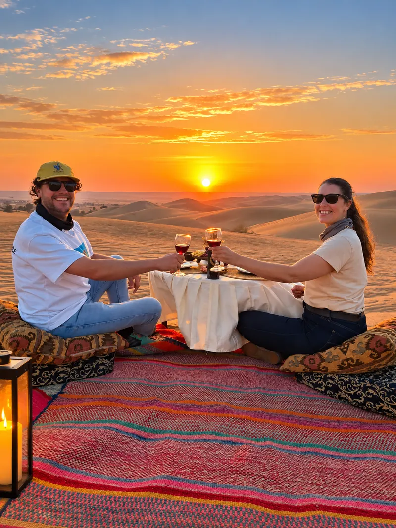 Pareja brindando en el Sunset Experience al atardecer